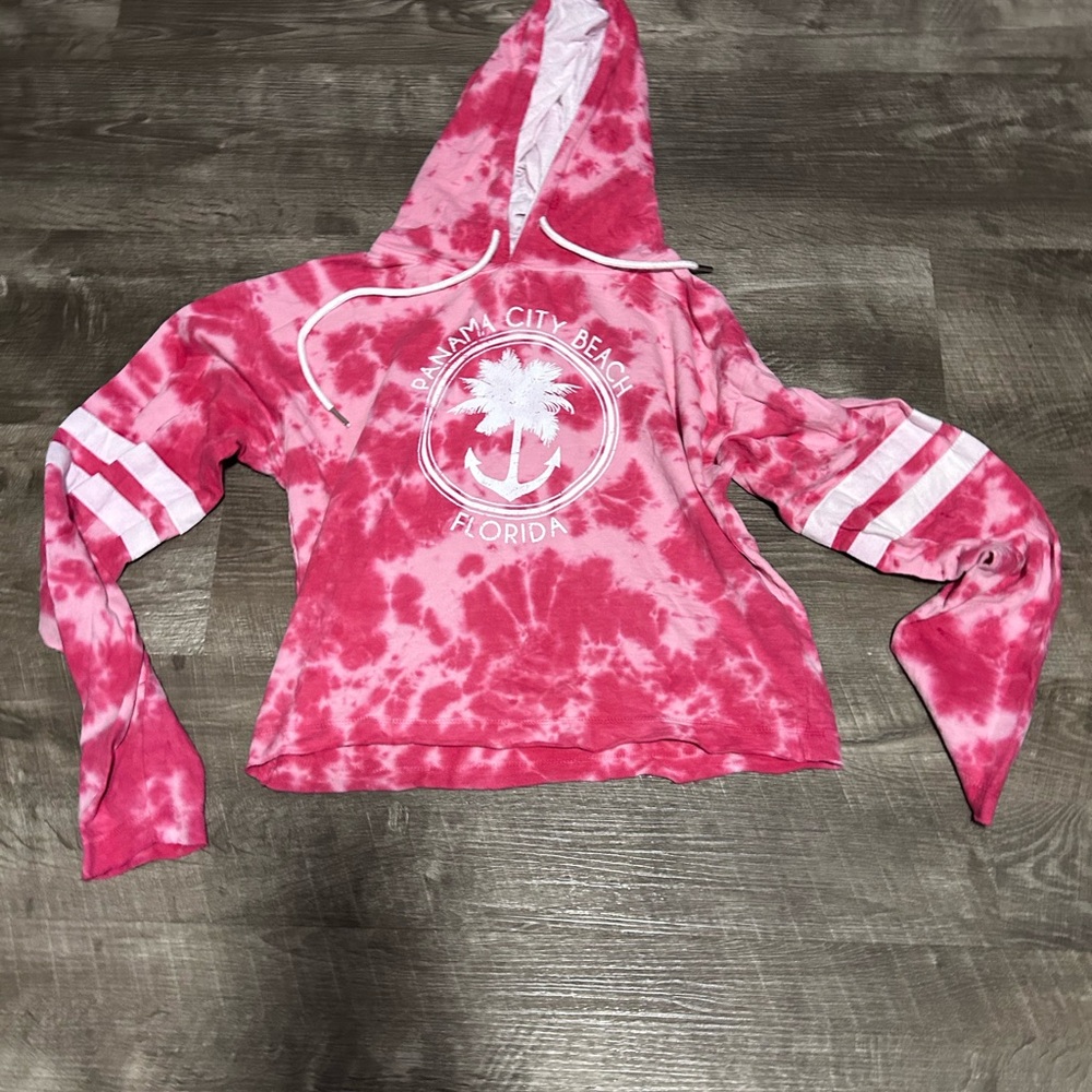 Exist Pink and White Tie-Dye Hoodie